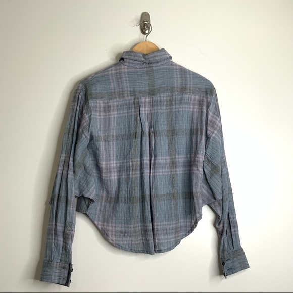 FREE People Women’s Button Front, Plaid Dolman Sleeve Shirt. Size XS. - Picture 2 of 4